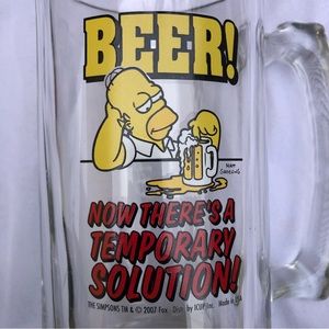 The Simpsons Homer Large Glass Beer Mug Stein 2007 Fox Beer
